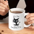 thumbnail image 3 of 1pc, It's Fine I'm Fine Everything Is Fine Coffee Mug, Funny Sarcastic Mug, Cat Lover Coffee Mug, 11 Ounce Novelty Coffee Cup, Double-sided Design, Gifts, Funny, Humor, Cartoon, Birthday, Holiday Gift, 3 of 9