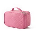 thumbnail image 1 of Makeup Organizer High Capacity Waterproof Double-Layers Travel Toiletry Pouch Mesh Classification Beauty Case Bathroom Home Pink, 1 of 9