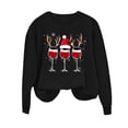 thumbnail image 5 of Ounisa Women Christmas Fleece Sweaters Long Sleeve Crewneck Blouse Pullover Red Wine Glass Graphic Sweatshirts Holiday Graphic Shirts, 5 of 6