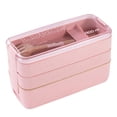 thumbnail image 1 of Recipiente de plástico dividido, palillos y almacenamiento de alimentos para comidas saludables. Lonchera bento apta para microondas y lavavajillas para adultos, juego de lonchera portátil, 1 of 6
