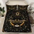 thumbnail image 2 of jejeloiu Gothic Moth Twin Sheet Set (3-Piece) Retro Boho Gold Black Microfiber Decor For Kids, 2 of 7