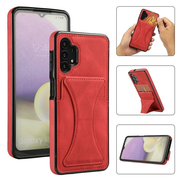 K-Lion Wallet Case for Samsung Galaxy A32 5G PU Leather Case with Card Slot Kickstand Ultra Thin Men Women Shockproof Case For Samsung Galaxy A32 5G,Red