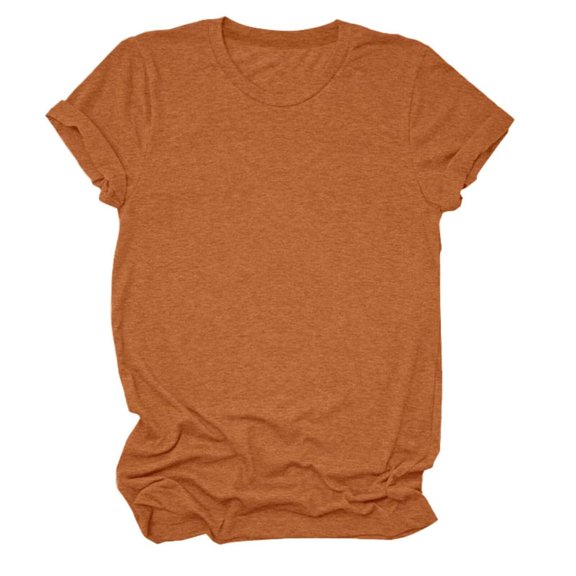 XAOFW Women's T Shirts Casual Loose Fit Solid Color Short Sleeve Crewneck Tee Shirt Stylish Top L