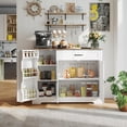 thumbnail image 5 of Small Coffee Bar Cabinet with Storage, Noelse Kitchen Sideboard Buffet Cabinet, Kitchen Storage Cabinets with 2 Door and 8 Shelves, 1 Drawer, White and Rustic, 5 of 6