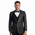 thumbnail image 4 of Black Men's Hybrid-Fit 3pc Paisley Suit w/ Wide Black Shawl Collar, 4 of 4
