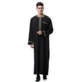 thumbnail image 2 of Kalauyu Long Sleeve Kaftan for Men - Button Down Islamic Thobe Arabic Robes Linen, 2 of 9