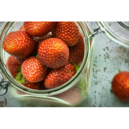 Canvas Print Strawberries Healthy Cooking Dessert Fruits Jar Stretched Canvas 10 x