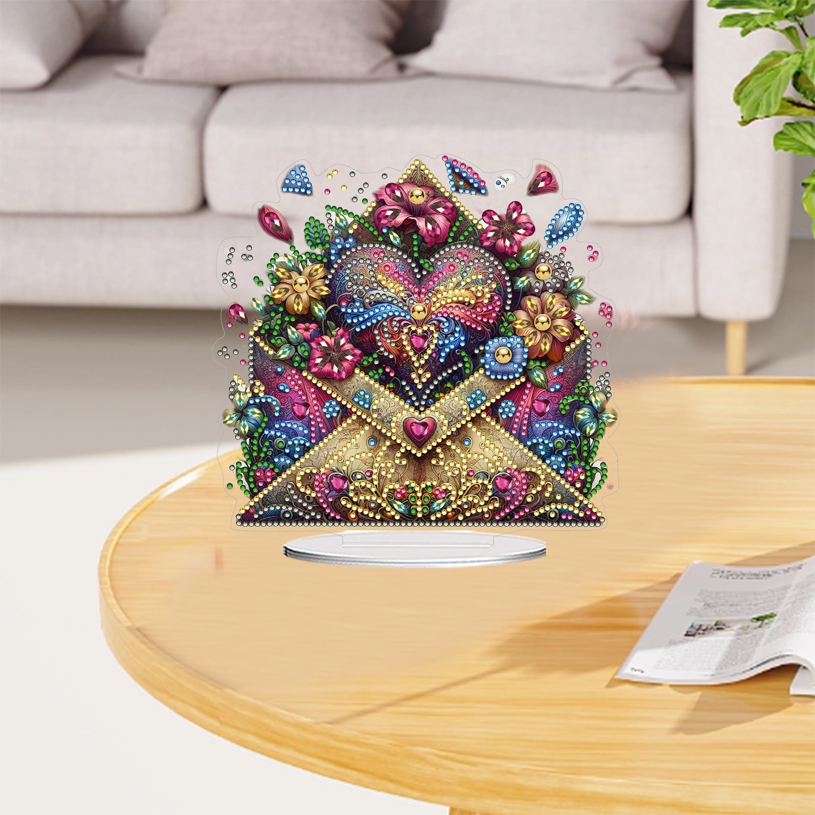 FLOPESN DIY Diamond Painting Art, exquisite and shiny patterns, size 8.26x8.26 inches, made of PVC material suitable for home and desktop decoration