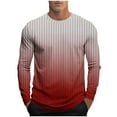 thumbnail image 2 of S-4X Big & Tall T Shirts for Men Long Sleeve Plus Size Crewneck Tees Tops Mens Casual Gradient Stripe Printed Pullover Basic Going Out Workout Tshirts, 2 of 5