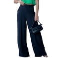thumbnail image 3 of Pantalones largos Nikou mujer color puro pierna ancha funcionalidad versátil, 3 of 6