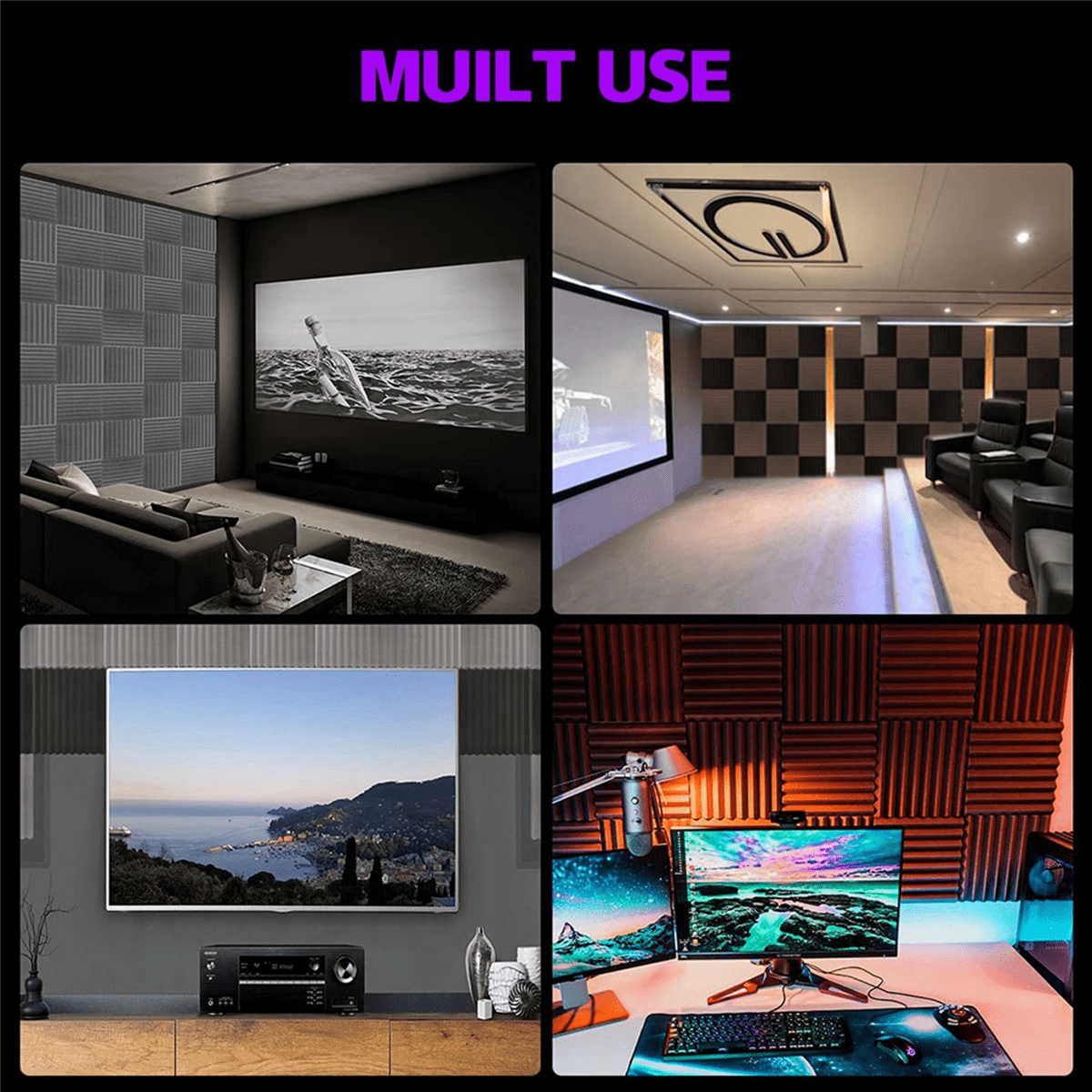 60 Pack Self-Adhesive Acoustic Panels, Sound Proof Foam Panels, High Density Soundproofing Wall Panels for Home(Black)