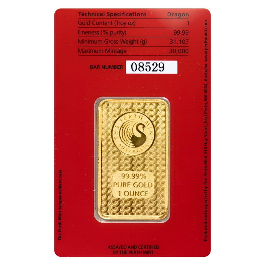1 oz Gold The Perth Mint Bar (Lunar Dragon)