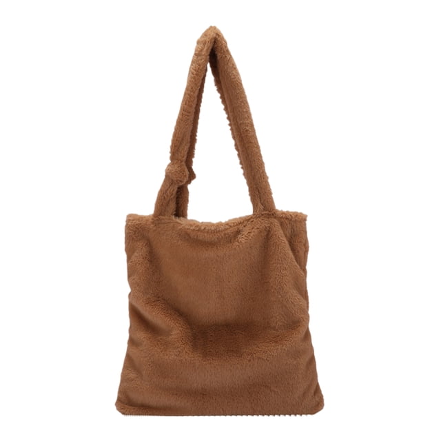 Jumpingount Bolso de felpa de primera calidad, bolso de hombro de gran capacidad para mujeres y niñas, bolso de hombro esponjoso, regalo Bolsas de mensajero y de hombro Caqui