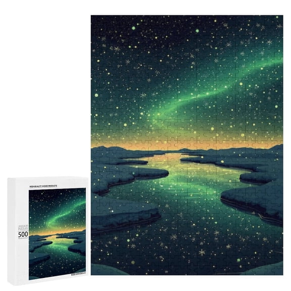 Wooden Aurora 500-Piece Puzzle – Relaxing and Challenging Jigsaw for Adults