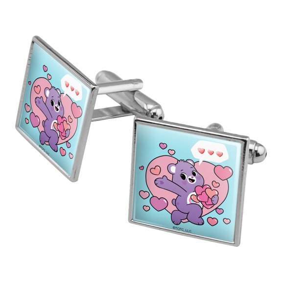 Care Bears: Unlock the Magic Share Bear Sharing Hearts Square Cufflink Set - Silver or Gold