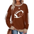 thumbnail image 2 of Holzkary Game Day Sweatshirts for Women Football Sweatshirts Funny Football Graphic Crewneck Long Sleeve Pullover Tops Sunday Football Shirts Tops Sweatshirts Fall Outfits Brown S, 2 of 4