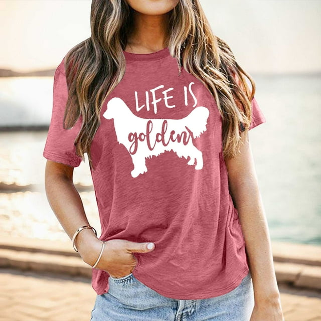 T-Shirts Tendance pour Femmes Col Rond Décontracté T-Shirts Graphiques Élégants pour l'Été pour Tous les Jours et Tenues