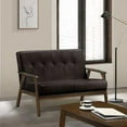 thumbnail image 3 of Uptown Modern Iven Wood Arm Love Seat in PU Faux Leather Dark Brown, 3 of 5