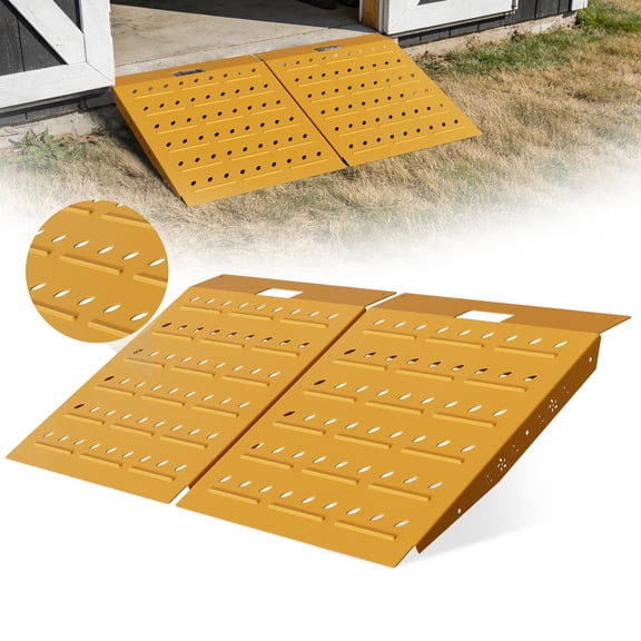 29" x 48" Shed Ramp, Alloy Loading Dock Ramp for Garages Barns, 1500 LB Capacity, 2PC Yellow