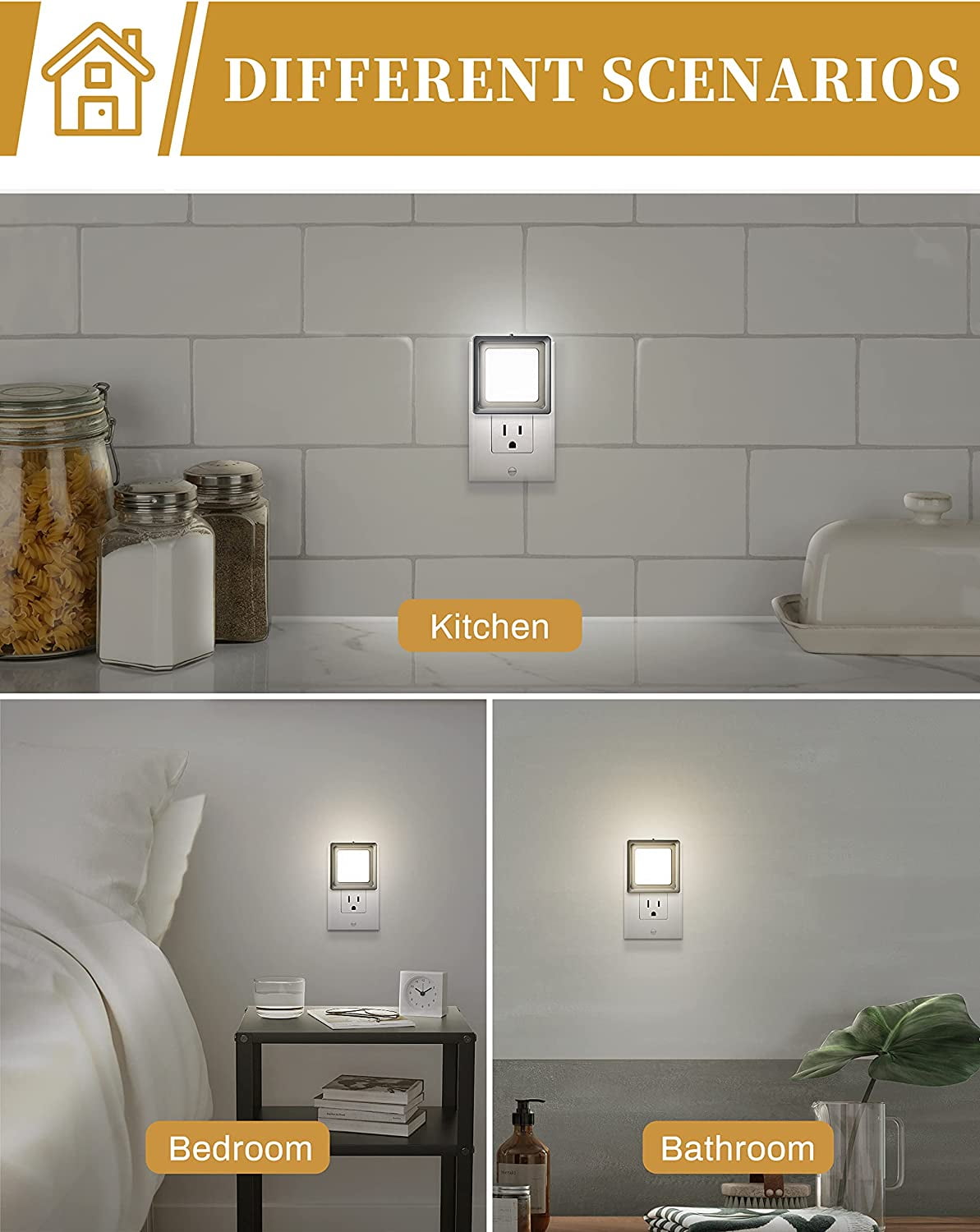 Vintage Night Light, LED Night Lights Plug Into Wall [4 Pack] with Dusk-to-Dawn Sensor, Dimmable Nightlights, Adjustable Brightness for Bathroom, Hallway, Bedroom,Kids Room,Stairway
