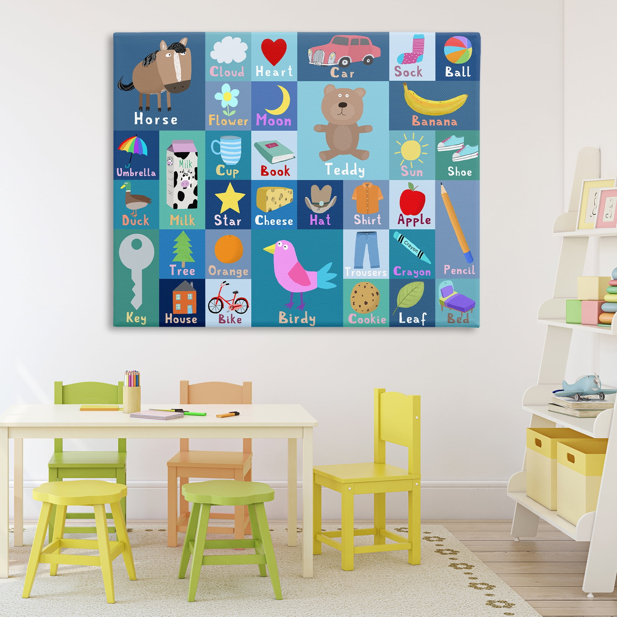 Stupell Industries Blue First Words Canvas Wall Art, design by Carla Daly