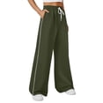 thumbnail image 4 of Delayuji Women's Stripe Patchwork Wide Leg Sweatpants Loose Sportswear Casual Sweatpants Workout Pants, 4 of 7