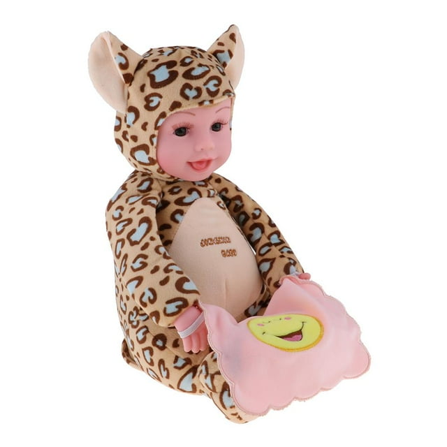 Tachiuwa 50cm Spotted Vinyl Reborn Doll Speaking Baby Kids Playmate Toys Cow