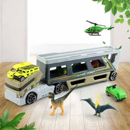 Dinosaur Transport Truck Wild Life Animal Safari Car Carrier Toys Trailer