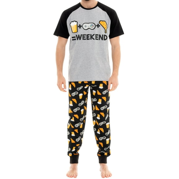 Harry Bear Mens Gaming Weekend Short Sleeve Pajamas Sizes S-XXL
