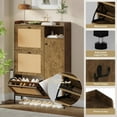 thumbnail image 4 of Yeshouse Shoe Cabinet Rattan with 3 Flip Drawers and 4-Tier Shoe Storage Cabinet, Freestanding Shoe Organizer with Adjustable Shelves for Entryway, Closet, Hallway, 4 of 7