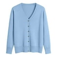 thumbnail image 4 of GEWSEY Women's Button Down Crew Neck Long Sleeve Soft Knit Cardigan Sweaters (Sky Blue, L), 4 of 6