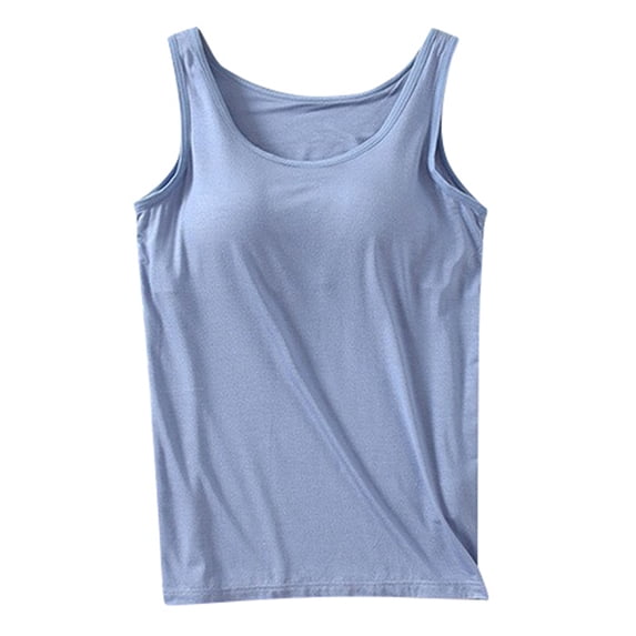 Tank Top for Women with Built in Bra Summer Sleeveless Spaghetti Strap Basic Padded Tanks Workout Yoga Camisole Tops