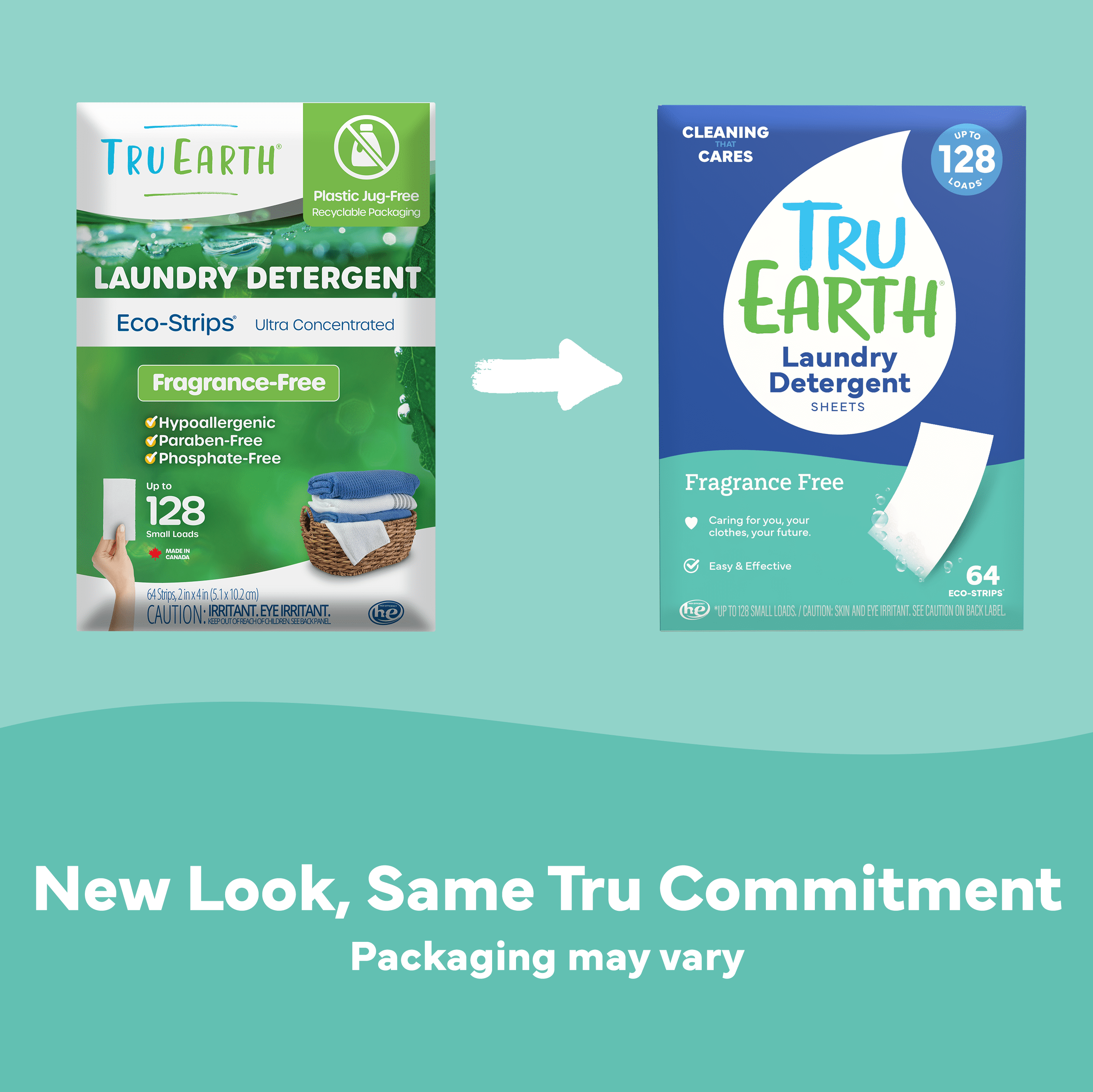 Tru Earth Laundry Detergent Sheets - Unscented / Fragrance-Free - Up to 128 Loads (64 Sheets) - Laundry Detergent Eco-Strips