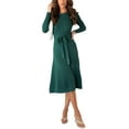 thumbnail image 1 of SAYOO Vestido Midi de Punto para Mujer, Sexy Manga Larga Puff Cuello Redondo Color Sólido Vestido con Lazo en la Espalda SAYOO  Moda, 1 of 9