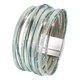 thumbnail image 5 of Pulsera rígida para mujer de cuero sintético PU, duradera, versátil, fácil de usar, multicapa. Azul menta, 5 of 9