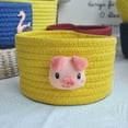 thumbnail image 2 of Small Storage Baskets for Organizing,Cotton Rope Basket for Dog Toys, Books,3.54x5.9" Small Woven Baskets,Flower Mini Woven Basket Round Cotton Rope Basket Small Storage Shallow Basket,Yellow Pig, 2 of 8