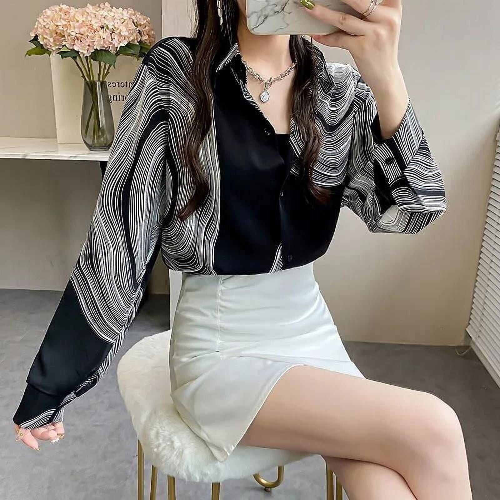 striped chiffon blouse