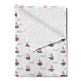 thumbnail image 2 of Sailboat Soft Flannel Fleece Throw Blanket, Scandinavian Style Boat Illustration and Hand Drawn Waves, Cozy Plush for Indoor and Outdoor Use, 50" x 60", Night Blue Pale Peach, by Ambesonne, 2 of 5
