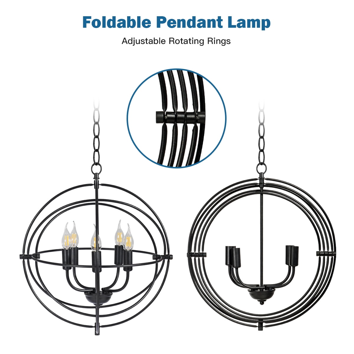 Giantex Rustic 5 Light Pendant Light, Ceiling Hanging Light Fixture