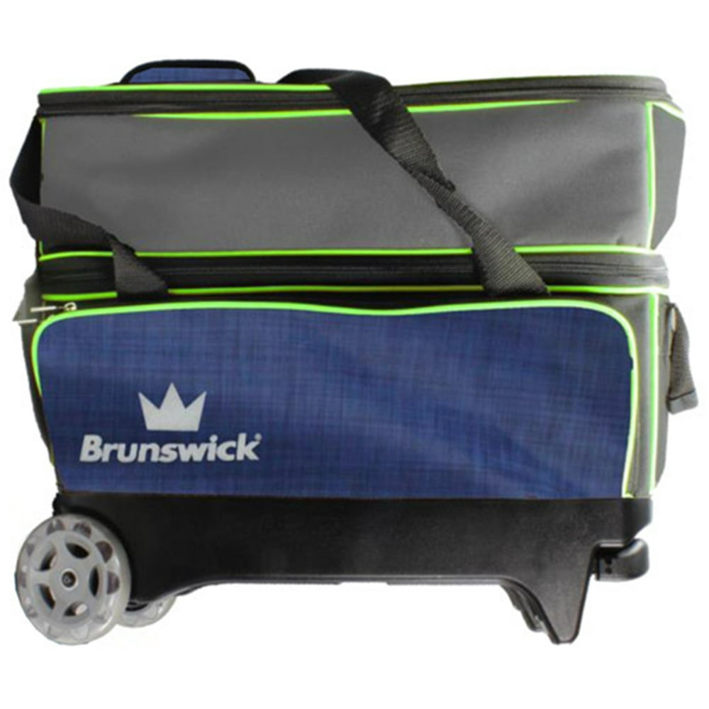 Brunswick Crown Double Roller Bowling Bag Navy/Lime