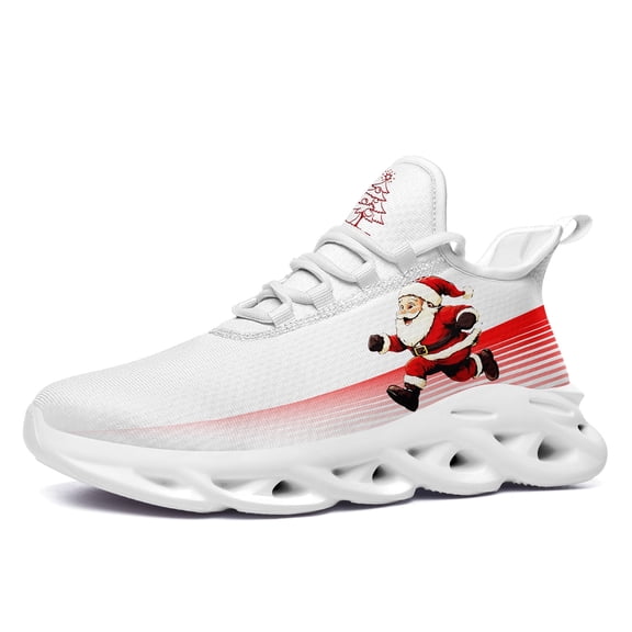 Coolcustomize Men's Christmas Santa Print Sneakers - Low-Top Breathable Lightweight All-Season Tennis Shoes with EVA Cushioned Sole, Lace-Up Closure, Holiday Footwear, Comfortable Footwear