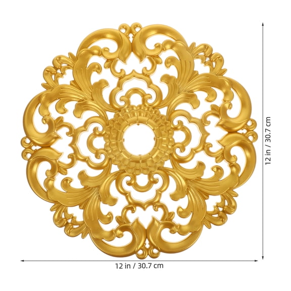 Amosfun Decorative Plastic Ceiling Medallion Set, Golden Finish, Elegant Round Design for Home and Office Decor