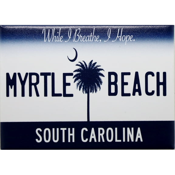 Myrtle Beach South Carolina License Plate Fridge Collector's Souvenir Magnet 2.5 inches X 3.5 inches