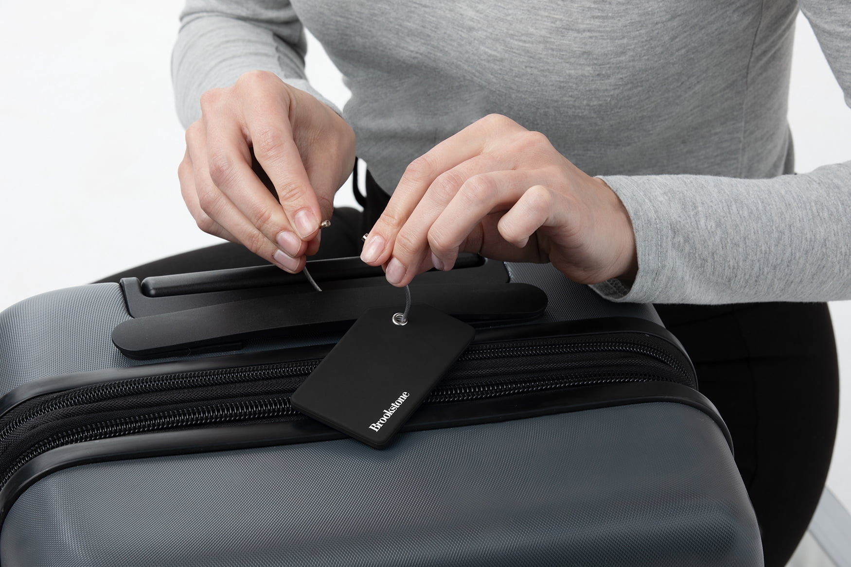 Brookstone 2 Piece Silicone Luggage Tag Set, Adult, Rectangle, Black