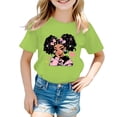 thumbnail image 1 of JTieacloth T-Shirt d'Été à Col Rond Imprimé Dessin Animé Décontracté Manches Courtes pour Filles Tailles 6-8 Ans, 1 of 5
