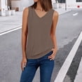 thumbnail image 2 of Tiqkatyck Tank Top for Women Ladies' Fashion Summer Top Casual Solid Color Sleeveless Shirts Tank Tops With Built In Bras Summer Tops for Women Coffee S, 2 of 3