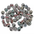 thumbnail image 3 of U8MO 5pcs 10mm Tibetan Silver Crystal Metal Charms Loose Big Hole Beads-Green, 3 of 6