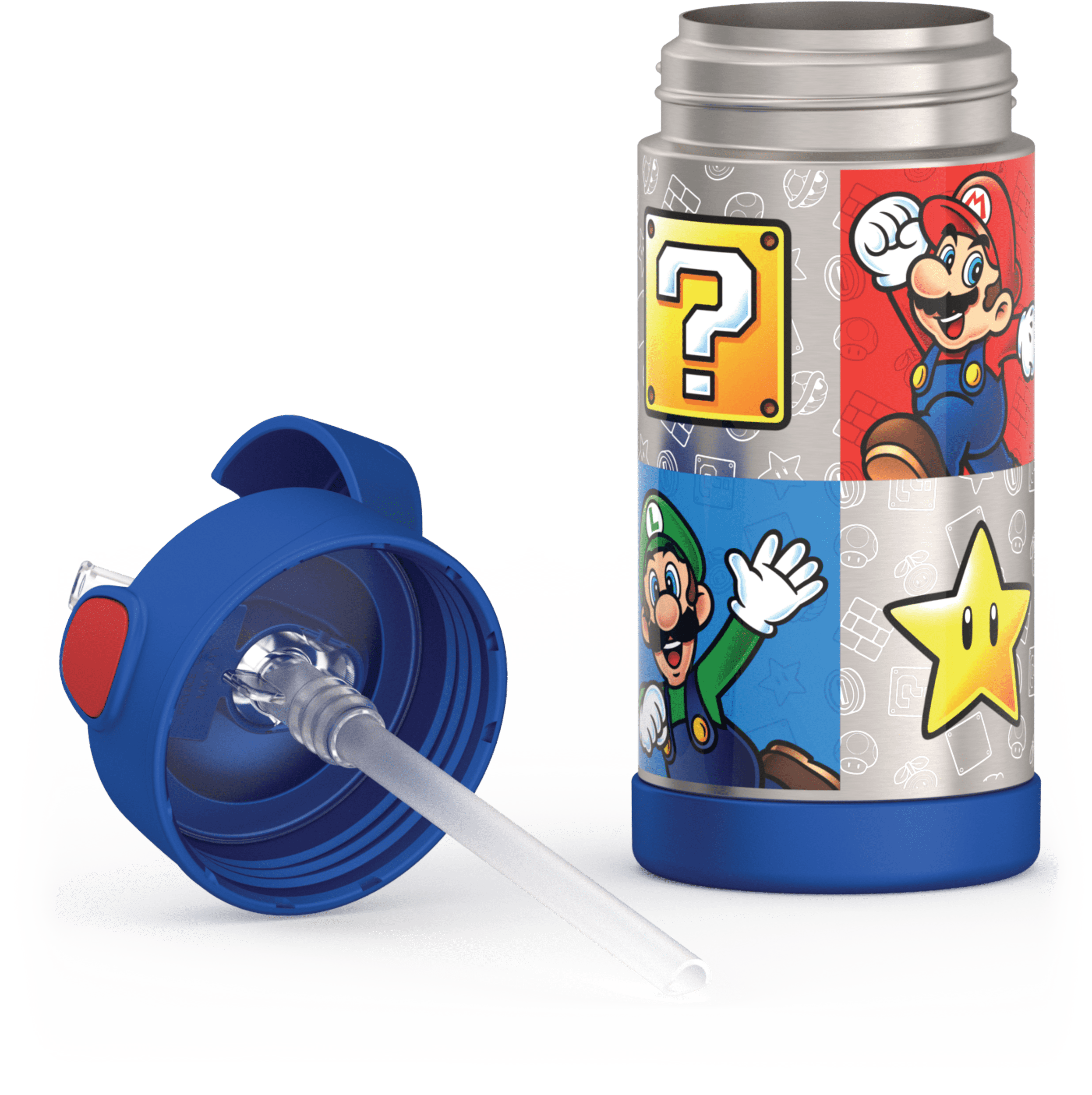 Mario, Super Mario Bros 12oz Flip Top Insulated Kids Bottle. Perfect for  School, Camp, & Activities