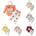 thumbnail image 5 of Baby Outfits Long Sleeve Cartoon Prints Romper Bodysuit Pants Headbands Baby Girls' Clothing Sets Red 3 Months-6 Months, 5 of 5