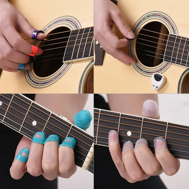 15pcs Protège-doigts en Silicone et 10pcs médiators pour Guitare